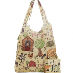 Eco Chic Lightweight Foldable Reusable Shopping Bag Farmland -beige 
