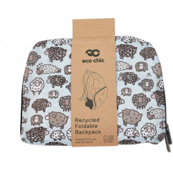 Eco Chic Lightweight Foldable Backpack Cute Sheep- Blue 