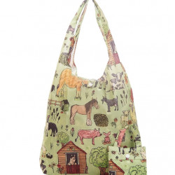 Eco Chic Lightweight Foldable Reusable Shopping Bag Farmland- Green 