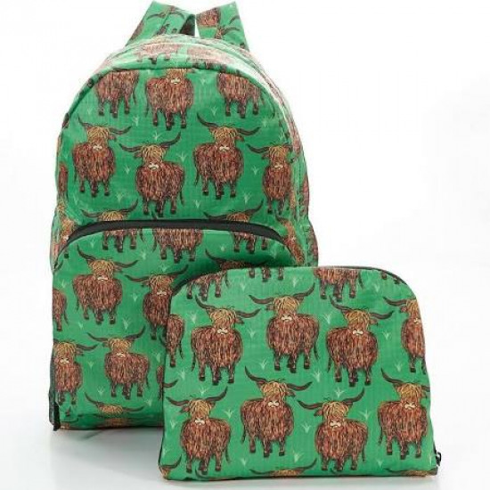 Ewemoo highland cow foldaway large backpack -GREEN 